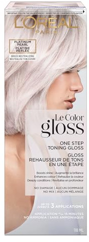 L’Oreal Paris Le Color Gloss One Step In-Shower Toning Hair Gloss for Bleached Hair, Neutralizes Brass, Conditions & Boosts Shine, Platinum Pearl, 4 Ounce