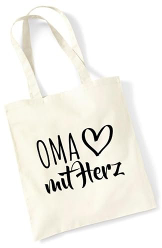 Huuraa Tasche Oma mit Herz Geschenk 10 Liter Natural Baumwolle Oma Accessoire