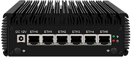 Micro Firewall Appliance, Mini PC, VPN, Router PC, Intel Pentium Silver N6005, HUNSN RJ05f, AES-NI, 6 x Intel 2.5GbE I226-V, DP, HDMI, SIM Slot, Barebone, NO RAM, NO Storage, NO System