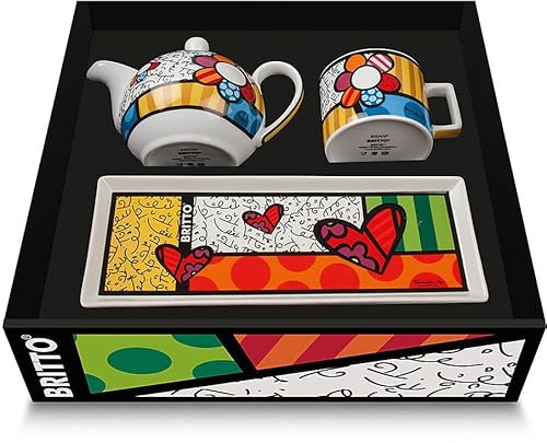 Egan Set Teiera, Tazza Cappuccino e Vassoio Collezione Britto Icons. Oggetto Realizzato in Porcellana Multicolore. La referenza è PBTSET/1FI