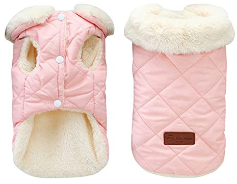 Hundemantel Winter,Hundemantel für Hunde,Wasserdichter Hundemantel,Warm Hunde Winterjacke,Weicher Fleece Hundemantel,Weste Hundewintermantel für kleine Hunde und Katzen(L, Rosa)