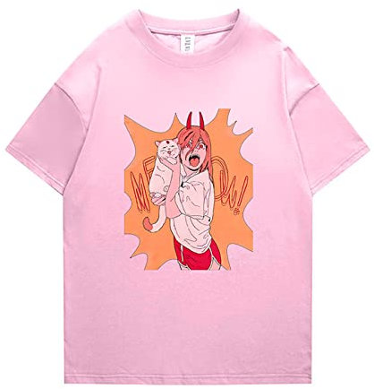 Chainsaw Man Power T-Shirt Anime Cosplay Costume Power Printed T Shirts Short Sleeve Crew Neck Graphic Tee Shirt Tops for Men Women