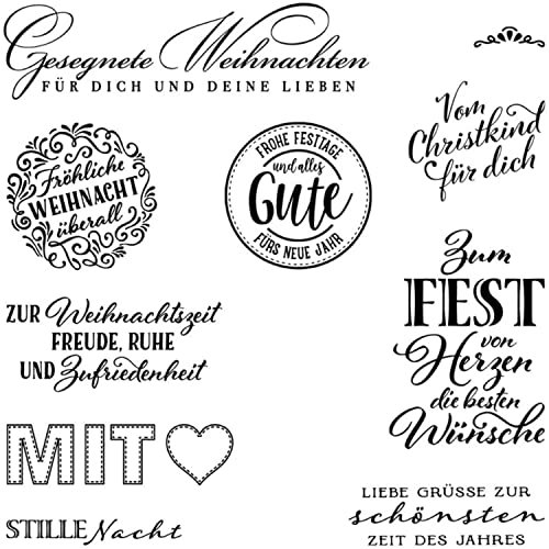 Qoiseys GUTE Deutsch Stempel,Silikonstempel sprüche deutsch, Silikon Clear Stamps für DIY Scrapbooking Fotoalbum Dekoratives Papier Basteln Prägeschablone (10)