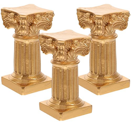 Mipcase Mini Römische Säulenfiguren 3 Stück Goldene Griechische Säulen Statue Kerzenhalter Für Hochzeitstisch Puppenhaus Ornamente Bonsai Mikrolandschaft 15. 5X8. 5X8. 5Cm