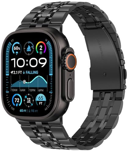 Tasikar Correa Compatible con Apple Watch Ultra 49mm, Correas Hombre Mujer Pulsera de Repuesto Acero Inoxidable Metal Banda Compatible con Apple Watch Ultra 2 Ultra, Negro