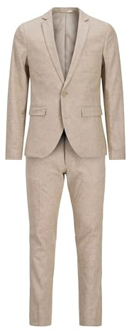 JACK & JONES JPRRIVIERA Linen Suit Slim Fit SN PLS, Travertine/fit: Slim fit, 72 Große Größen