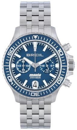 Breil Uhr Herren Manta P.R.O. Ziffernblatt BLAU Bewegung Chrono Quartz e Bracelet Stahl Silber TW2013