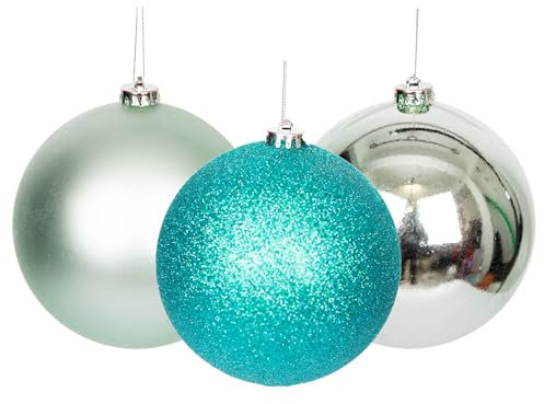 Weihnachtskugeln, bruchsicher, Türkis, 15 cm, 3 Stück, Weihnachtsbaumschmuck, Kugel-Ornamente, Bälle, Weihnachtsdekoration, Weihnachtsdekoration, Weihnachtsdekoration, glänzend, matt, glitzernd