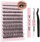 PRO Kit Extension Faux Cils,200pcs Faux Cils Individuel 40d Cluster Extensions De Cils Individuels Avec Lash Bond And Seal Applicateur,Volume Russe Cluster Lashes (40d Diy Lash Kit-A)