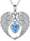 VONALA Geburtsstein Kette 925 Sterling Silber Schutzengelflügel Herz Anhänger Halskette Schmuck Geschenke für Damen