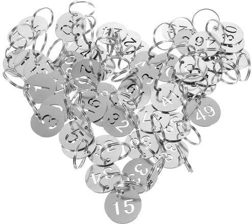 Holibanna 50 Stück Schlüsselanhänger Metall Rund Mit Nummern 1-50 Robuste Id Nummernschilder Mit Ring Praktische Schlüsselkennzeichnungen Für Schlüssel Gepäck Schließfächer