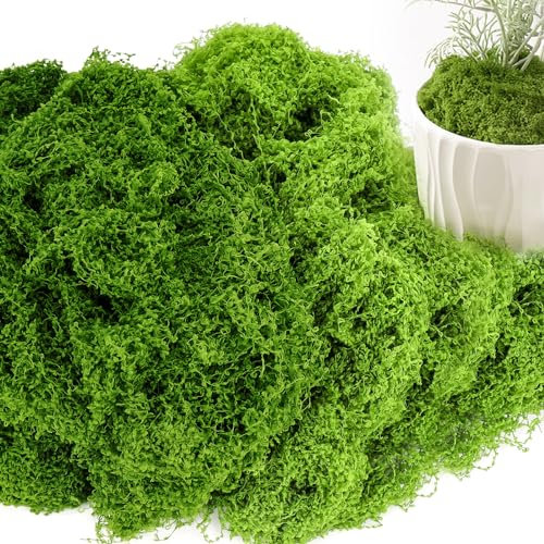 Hysagtek Moos, 200g Kunstmoos zum Basteln - Fake Plants für Aesthetic Deko, Aquarium, Moosbild, Modellbau und Osterdeko (100g Dunkelgrün & 100g Hellgrün)