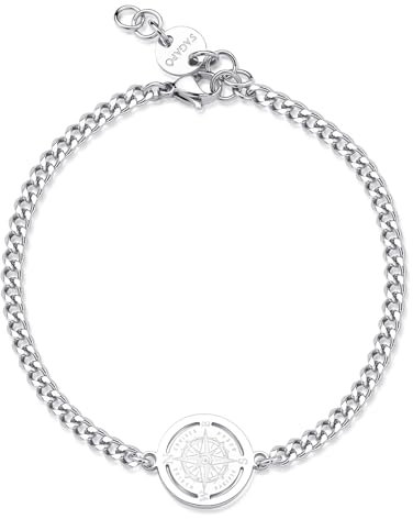 S'Agapõ Bracciale Uomo in Acciaio con Simbolo Rosa dei Venti | Collezione Charisma - SRB12