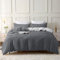 SOULFUL Housse de Couette 200x200 Coton, Gris Foncé Ensembles de Housse de Couette avec Fermeture Éclair, 100% Coton Lavé, Texture Lin, Parure de Lit 200x200 Coton avec 2 Taie d'oreiller 65x65 cm