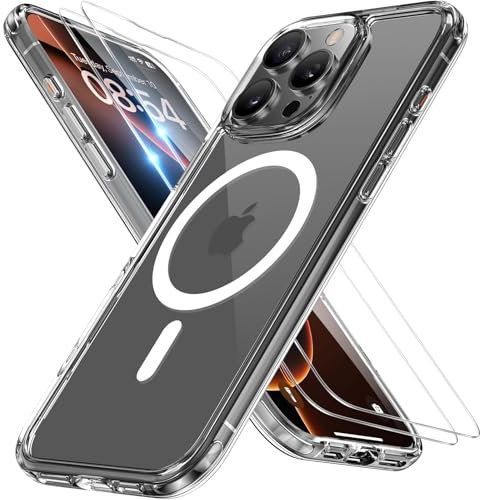 Miracase Magnetic for iPhone 16 Pro Max Case [Compatible with MagSafe] [With 2X Screen Protectors] Military-Grade Protection, Anti-Fingerprint, Slim Phone Case for iPhone 16 Pro Max 6.9 - Clear