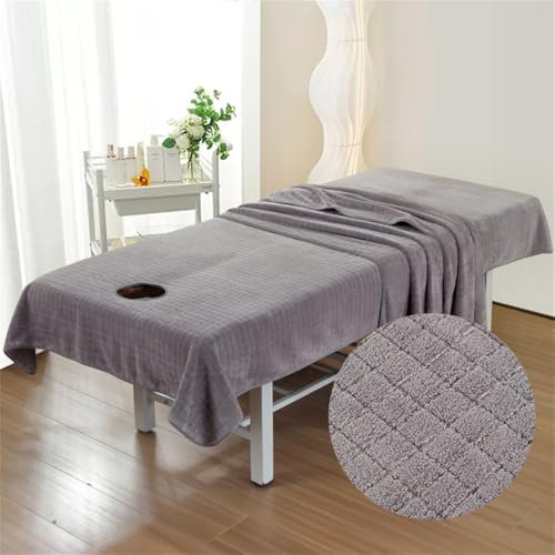 Morbuy Draps de Lit Table de Massage avec Trou, Coton Housses Table de Massage Lavable, Serviette de Massage Réutilisable Douce pour Spa Beauté (Gris,200x100cm)