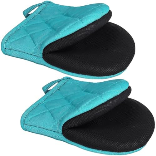 Sanfly Silicone Oven Gloves High Heat Resistant Short Oven Mitts Mini Kitchen Oven Mitts with Non-slip Grip for Oven Air Fryer