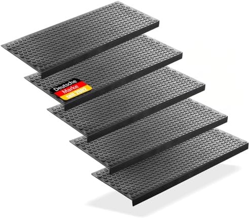 BigDean 5 Stück Stufenmatten aus Gummi – 75 x 25 cm – Outdoor Treppenstufenmatten – Anti Rutsch Gummimatten Kreis Design