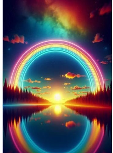 QENSPE Regenbogen Diamond Painting Set für Erwachsene, 5D Diamond Painting Aurora Borealis Diamond Art Anfänger DIY Kristall Strass Diamant Kunst Handwerk für Home Wand Dekor 30x40 cm