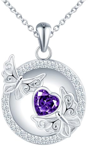 Medaillon zum Öffnen für Bilder Halskette Damen Silber 925 mit Kristalle:Herz Schmetterling Foto Kette Skelett-Bilder Anhänger Halskette Liebe Amulett Schmuck-Geschenk für Frauen Mama Freundin Mädchen