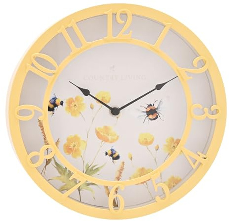 Widdop and Co Country Living Outdoor-Uhr, 25 cm, gelbes Blumenmuster