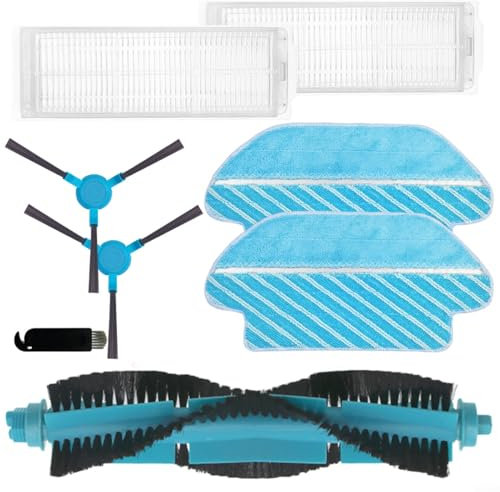 Emiif Kit de repuesto para aspiradora Cecotec para Conga 3290 3890 para aspiradoras Elite, 1 cepillo de rodillo+2 cepillos laterales+2 filtros+2 trapeadores+1 cepillo de limpieza