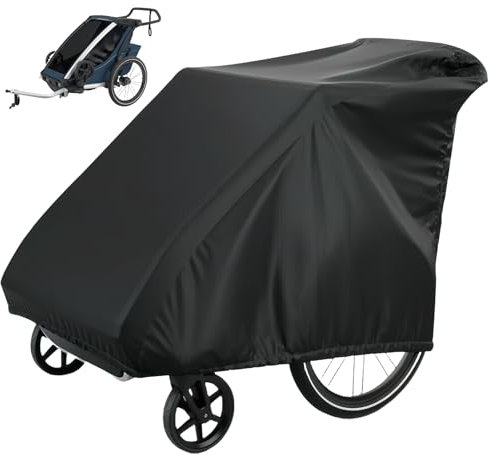 LEKEFETO Faltgarage für Fahrradanhänger, Wasserdicht Fahrradanhänger Abdeckung, UV-Schutz Winddichtes Reißfestes Oxford, Abdeckung für Fahrradanhänger, Hundeanhänger, Lastenanhänger - 140 x 88 x 92cm
