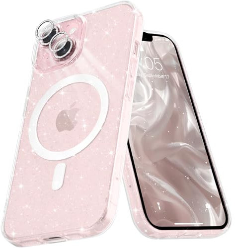 Micoden for iPhone 13 Case [Compatible with Magsafe] Magnetic Phone Case Glitter Bling Sparkle Women Girl Shockproof with Camera Protector,Clear