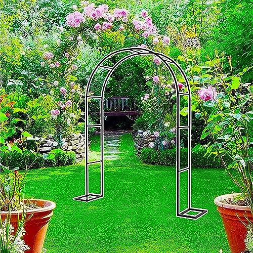 1,4 m x 2,3 m Gartenpavillon aus Metall mit Rankhilfen für Kletterpflanzen, Hochzeitsbogen, Pergola, Rankhilfe für Weinreben, schwarzer Bogen, 1,4 m x 2,3 m