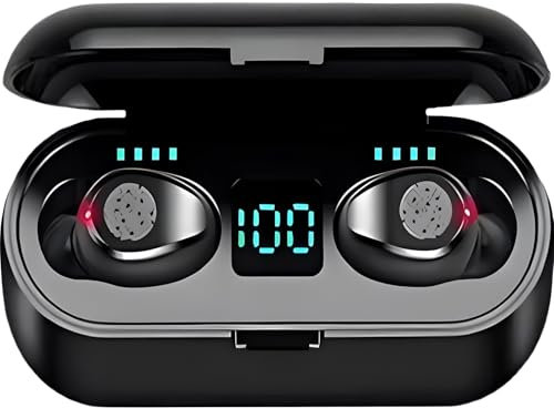 NTEK F9 TWS Wireless Earbuds – Bluetooth 5.0 In-Ear Headphones with Led Display, True Wireless Headset, Noise Cancelling Earphones, Hi-Fi Stereo Sound, Sports & Gaming Headset for All Devices