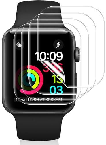 Vauki 4 Pezzi Pellicola Protettiva Compatibile con Apple Watch Series 3/2/1 42mm, Morbido Trasparente HD TPU Proteggi Schermo Ultra Sottile Senza Bolle, Anti-Scratch, Touch Sensibile