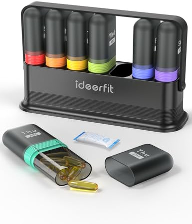 Pillenflaschen Organizer Groß 6 Fächer | Großes Design, 6 Fächer, für Vitaminflaschen und Nahrungsergänzung, übersichtliche Aufbewahrung
