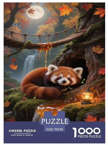 Red Panda Jigsaw 1000 Pieces Challenge Game for Adults,Autumn Forest Impossible Jigsaw Puzzles 1000 Piece Educational Games for Adults Or Families 70x50cm/1000pcs