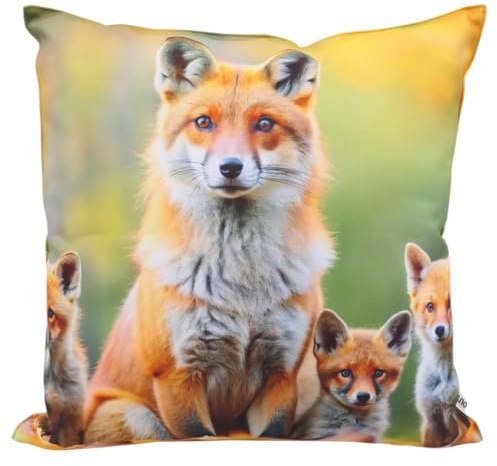 CB Home & Style Outdoor Garten Kissen Herbstkissen Herbstdeko Outdoorkissen Wasserabweisend 45x45cm mit Füllung (Füchse)
