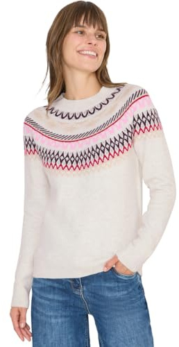CECIL Gemusterter Strickpullover Eggshell Melange L