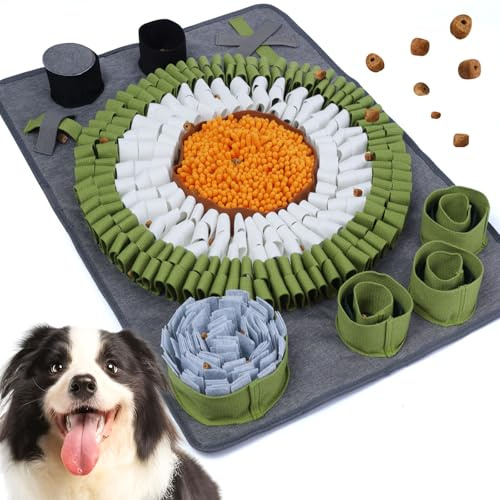 PetGens Hund Schnüffelteppich, Schnüffelteppich für Hunde Waschbar Schnüffelmatte Trainingsmatte Riechen Trainieren für kleine und mittelgroße Hunde (Grün)