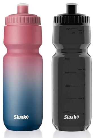 SLUXKE 24oz Cycling Water Bottle 2Pack, 720ml Sports Squeeze Bottle BPA Free, Lightweight Bicycle Water Bottle Fits Most Bike Cages