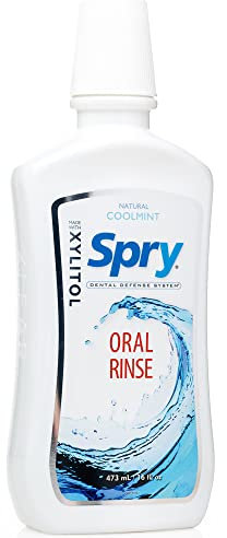 Enjuague Bucal Natural Spry con Xilitol – Con Alcohol Suave, Sin Flúor, Refuerza el Esmalte, No OGM, Coolmint - 16 fl oz (Pack of 2)