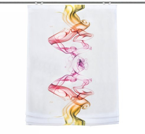 Home Fashion 69607-704 Raffrollo Digitaldruck Chester Voile mit Fensterhaken und Zubehör, 140 x 45 cm, Multicolor