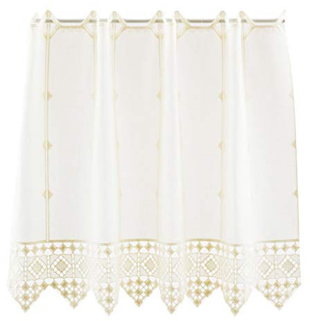 florentina Scheibengardine gehäkelter Abschluß 45 cm hoch Creme - Wunschbreite frei wählbar durch gekaufte Menge in 16 cm Schritten - Meterware