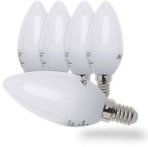 B.K.Licht - 5er Set LED Lampe E14 mit warmweißer Lichtfarbe, 5 Watt, 470 Lumen, LED Glühbirne, Leuchtmittel, Birne, Glühlampen, Kerze, Bulb, 3,7x10,6 cm, Weiß