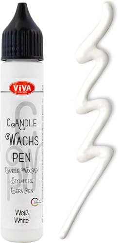 Viva Decor Wachs Pen 28ml (Weiß) - Farbe für Kerzen - Kerzenherstellung Supplies - Kerzenstift - Dekorierwachs für die Kerzenherstellung - Made in Germany