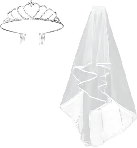 Avant Garde Strass Tiara mit Schleier Hochzeit Party Neuheit Gastgeschenk Zubehör One Size mehrfarbig