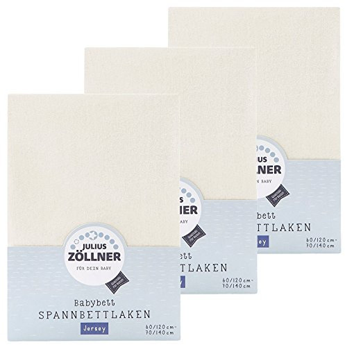 Julius Zöllner Spannbetttuch Jersey 70x140 / 60x120 Ecru 3er Pack