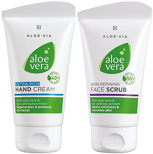 LR ALOE VIA Aloe Vera Feuchtigkeitspflege-Set (Reichhaltige Handcreme & Gesichtspeeling)