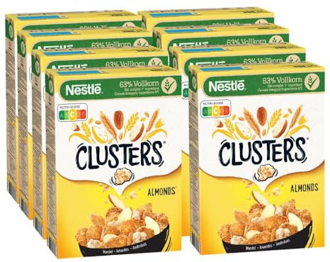 Nestlé Clusters Mandel, Cerealien für ein leckeres Frühstück mit knackigen Mandelblättchen, (8x325g)