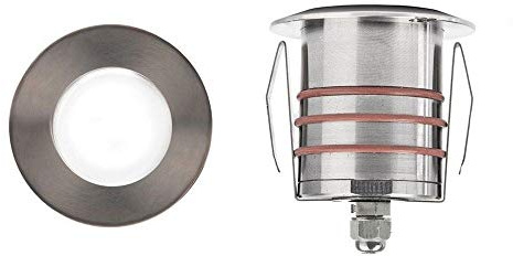 WAC Landscape Lighting, LED 2in 12V Round Beveled Top Inground Indicator Light 3000K in Stainless Steel Coated with Bronze