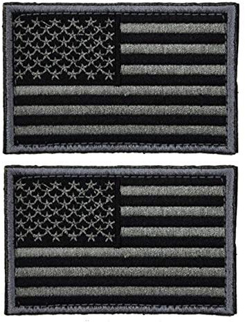 2 Stück taktische USA-Flagge Aufnäher – Schwarz & Grau – amerikanische Flagge US Vereinigte Staaten von Amerika Militäruniform Emblem Patches (2 Packungen)