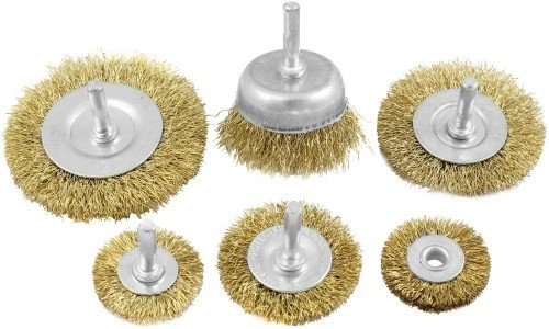 6PC BRASS WIRE WHEEL BRUSH & WIRE CUP BRUSH SET 1/4 SHANK ROTARY TOOLS & DRILLS