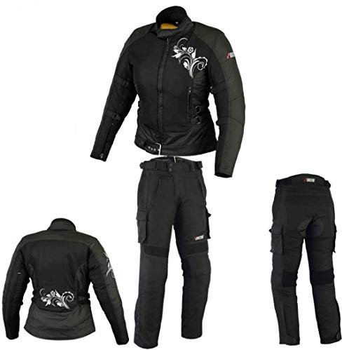 BOSmoto DAMEN MOTORRADKOMBI JACKE + HOSE - AUS TEXTIL/CORDURA für Motorrad Biker Chopper Cross (XXL)
